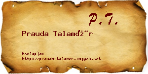 Prauda Talamér névjegykártya